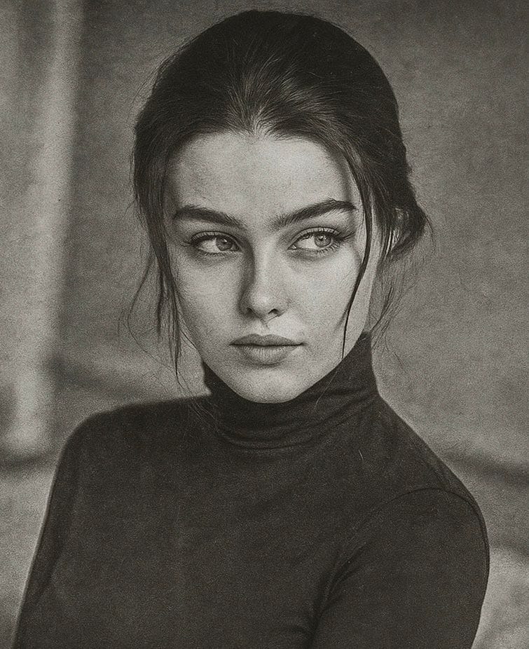 Foto en blanc i negre d'una dona jove